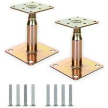 Set Di 2 Supporti Per Pali Rialzati Zincati Regolabili Da 100 A 150 Mm, Supporto Per Tetti Ad Alta Resistenza Per L'Edilizia