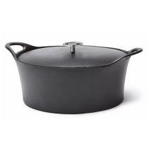 Volcan - Cocotte Ovale 35cm Fonte De Fer Émaillée Noire Avec Couvercle