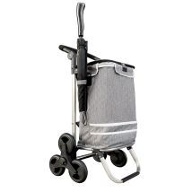 Faltbarer Aluminium Einkaufstrolley 57l (48l + 9l Kühlfach) Grau, 50kg Traglast, 35x45x98cm, Eva Treppenräder Ø32cm, Klappbar, Als Sackkarre & 