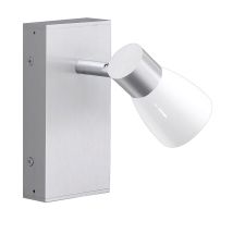 Fischer Leuchten - Wandleuchte Silber Schlafzimmerleuchte Wandstrahler Glas Spotlampe Verstellbar, Aluminiumfarben Opal Glänzend, 1x Gu10, Lxbxt 