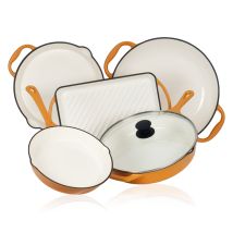 Mahlzeit Juego De 5 Sartenes Meal, Sunny Orange, Con Sartenes Grill, Plancha Y Paellera