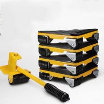 Kit Mudanza Muebles 225kg, 1 Barra Elevación + 4 Ruedas Resistentes, Sin Esfuerzo