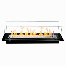 Brûleur De Cheminée À Bioéthanol En Acier Avec Verre De 65 Cm
