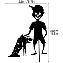 Petit Art Décor Noir Métal Effrayant Enfants Silhouettes Art Décor Jardin Plancher Insert Arrière-cour Pelouse Piquet