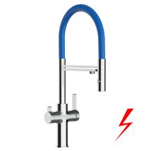 Niederdruck 3 Wege Wasserhahn Küchenarmatur Spültischmischer, Verchromt Mit 360° Schwenkbarem Auslauf, Abnehmbare 2 Strahl Handbrause, Flex-schlauch 