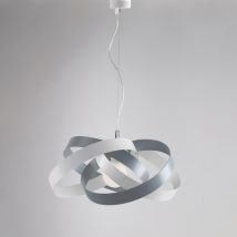 Bonetti Illumina - Moderner Pendelleuchter In Weiß Und Taubengrau Eisen Ein Licht Cm 54x H25