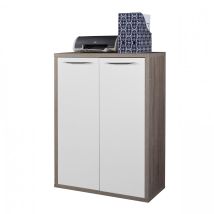 Composad - Libreria Bassa Con 2 Ante In Legno Da Ufficio E Cameretta Arredamento 'made In Italy' -bianco