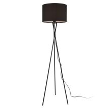 Stehleuchte Grenoble Schwarz – 154 cm – E27 Fassung – Metallgestell – Stofflampenschirm – 180 cm Kabellänge