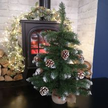 Snowtime - 60cm Mini Frosted Norway Tree With 72 Tips And Pine Cones