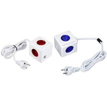 Ladrón Powercube Original 4 Tomas Corriente + 2 Usb Con Cable 1.5 Gris -