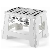 Tabouret Pliant Noir 22cm, Marchepied Pied Pliable Bm Tools Bmt-mp22-blanc - 150kg Capacité, Léger Et Compact Pour Adulte/enfant