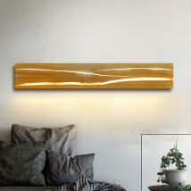 Applique Murale Interieur Lampe Murale Chambre En Bois - 3000k Led Blanc Chaud 12w Rotative Lampe De Nuit Couloir Avec Interrupteur Luminaires 