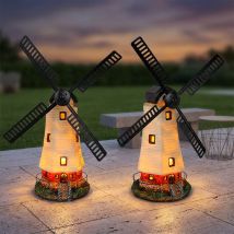 Lampada Solare Mulino A Vento Luce Esterna Lampada Da Giardino Decorazione Esterna Batteria Ricaricabile Resistente Alle Intemperie Ip44, Multicolore,