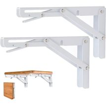 Zolginah Lot De 2 Equerre Etagere 250mm, Support Console Pliable, Acier Inoxydable Equerre Rabattable Murale, 80kg/176lbs Porteur Blanc