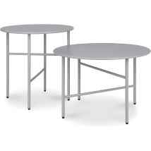 2er Set Beistelltisch Outdoor Ø 44x46cm + Ø 53x36cm , Grau