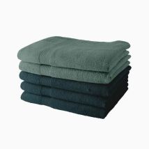 Set Di 5 Asciugamani Oggi 70x130 Cm 100% Cotone - 3 Pavone + 2 Celadon