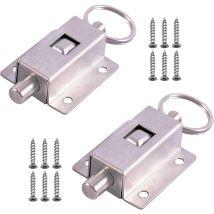 Qiedie - 2pcs Bolt Spring Automatic, Slide Latch, Stainless Steel Spring Latch, With Screws, For Bathroom, Toilet, Etc. All Kinds Of Interior Doors