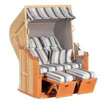 Sunny Smart - Sunnysmart Garten-strandkorb Rustikal 255 Plus 2-sitzer Beige/taupe/blau Mit Kissen