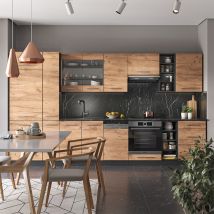 Vicco - Mueble De Cocina Fame-line, Oro Power Roble/antracita, 355 Cm , Et Mármol