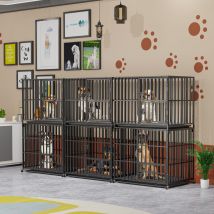 Bingopaw 2 Layers Heavy Duty Pet Dog Cage Strong Metal Crate Kennel Playpen With Wheels & Tray, 38 Inch