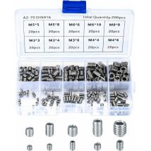 Costjj - Viti Senza Testa In Acciaio Inossidabile, Viti Per Macchine M3 M4 M5 M6 M8, Kit Assortimento Di Viti A Punta Di Fissaggio (200 Pezzi) - Dpzo