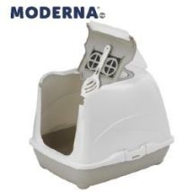 Moderna – Hooded Cat Loo in Warm Grey – 50 cm – BPA-free Plastic – Integrated Odour Filter