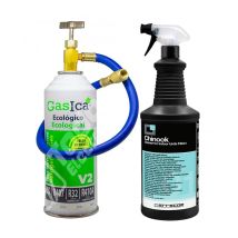 Gas Refrigerante Ecológico Gasica V2 Sustituto R32, R410, R22, R407, R290 Más Manguera Con Llave Y Limpiador Filtros