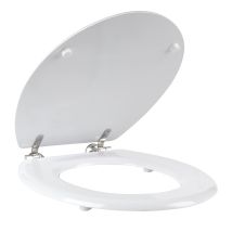 La033758 Sedile Wc Da 18 Pollici, Cerniera In Acciaio Inox, Chiusura Normale, Facile E Veloce Da Montare, Legno, Linguetta Bianca E Scanalatura, 36 X 