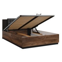 Bett Mit Bettkasten 140x200cm Dunkles Holzoptik Und Schwarz