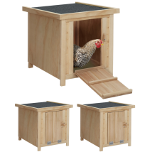 IDMARKET – Set di 3 casette in legno per galline – 42x52x43 cm, Tetto impermeabile, Facile da pulire