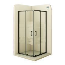 Moments Of Glass - Mampara De Ducha Diana 75x85x180cm -reversible- Puertas Correderas, Ajuste 72,5-74,5x82,5-84,5cm - Perfiles Negros, Cristal Parcial