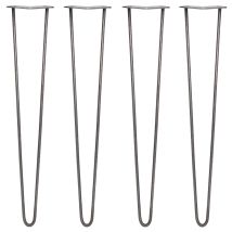 4 X 28" Hairpin Legs - 2 Prong - 10mm - Raw Steel