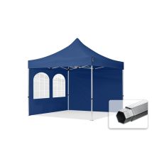 3x3m Gazebo Pieghevole Pes 800 Con Laterali (finestre), Professional 40mm Alluminio, Blu Scuro