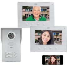 Interphone Vidéo Ip Wifi Elro Dv477ip2 Pour 2 Familles Avec Écran Couleur 2x7 Pouces Et Vue En Direct