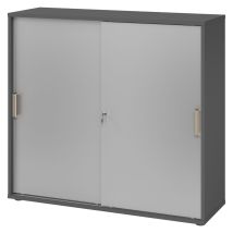 Bümö Schiebetürenschrank Office - 3 Ordnerhöhen Graphit/silber