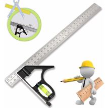 Niveau À Bulle Équerre Combinée Combination Square Règle D'Angle De Combinaison Réglable Carré D'Angle Inoxydable Avec Niveau Bulle - Outil De Mesure 