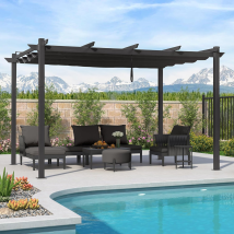Outdoor Retractable Pergola Mit Sonnenschutz Vordach Patio Aluminium Pergola Für Garten - Purple Leaf