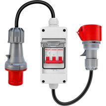 Cee 63 A To 32 A Adapter, Ip44, Cee Mains Adapter Plug With Circuit Breaker, 63 A 400 V Plug To 32 A 400 V High Voltage Socket, Cee Extension Cord 