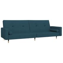 Devenirriche - Sofá Cama De 2 Plazas Con Dos Almohadas Terciopelo Azul Vidaxl