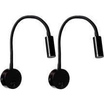 Lámpara De Pared De Aluminio Ajustable Y Flexible, Lámpara De Escritorio De 3 W Con Interruptor, Paquete De 2 Lámparas Led De Noche, Color Negro