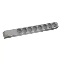 Bachmann Steckdosenleiste 19" 8-fach Schutzkontakt ALU 1HE 438,5mm 230V Befestigungsmaterial inklusive