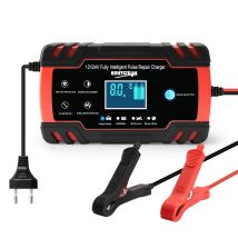 Readcly - 8a 12v/24v Autobatterieladegerät, Tragbar Mit Lcd-display, Geeignet Für Autos, Motorräder Und Lkws (schwarz, Rot) (das Laden Von 