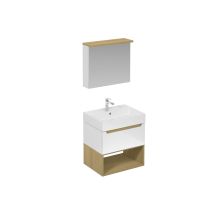 Naturel Mobiletto Da Bagno Con Lavabo, Comprensivo Di Rubinetto, Bocca E Scarico Per Lavabo Naturel Stilla Bianco Lucido (ksetstilla010)
