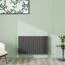 Aica Sanitaire - Aica 600x1020mm Anthracite Horizontal Designer Radiator Double Flat Panel Heating Uk