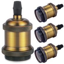 Vintage E27 Lamp Holder - Edison Retro Pendant Light - Solid Ceramic Adapter - 4 Pack Brass Vintage Socket