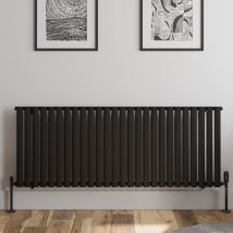 Duratherm - Black Oval Column Designer Radiator Vertical Horizontal 600 X 1560mm Single Panel