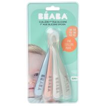Beaba Lot De 4 Cuilleres 1er Age Silicone, Eucalyptus