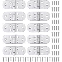 Confezione Da 10 Cerniere Doppie In Acciaio Inossidabile Con Viti, Cerniera Per Porta Antiruggine, Cerniera Per Pianoforte Argentata Ad Alte 