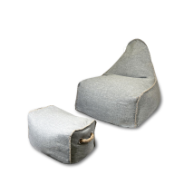 Sillón Puf Buddy's Rest, Forma Pera Con Reposapiés, 90x60x85 Cm Para Interior Y Exterior, Resistente Al Sol, Gris Claro, Sin Pol - Soo Santaï