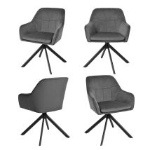 Goeurvant Chaises Pivotante Confortable Avec Dossier Large Et Accoudoirs Ergonomiques - Lot De 4 - Gris Foncé